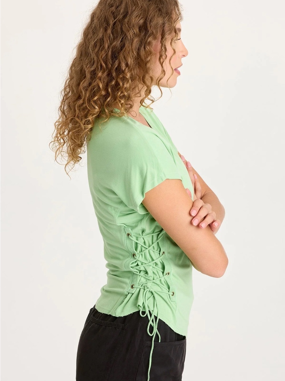 XCVI
SANDRO JERSEY LACE-UP TOP
 In Early Spring - Picture 4 of 6